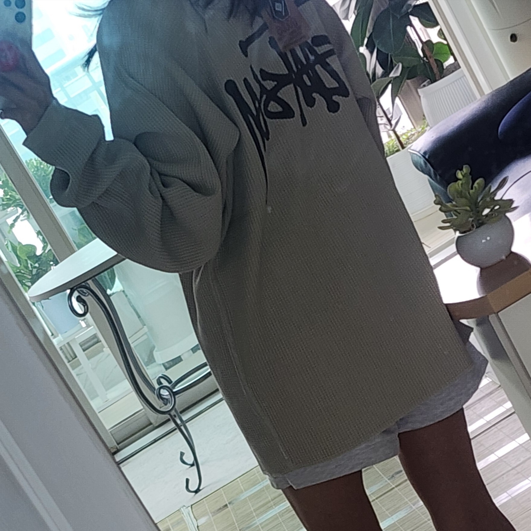 Stussy Raglan Thermal LS Crew Bone 착용 스타일 - 1