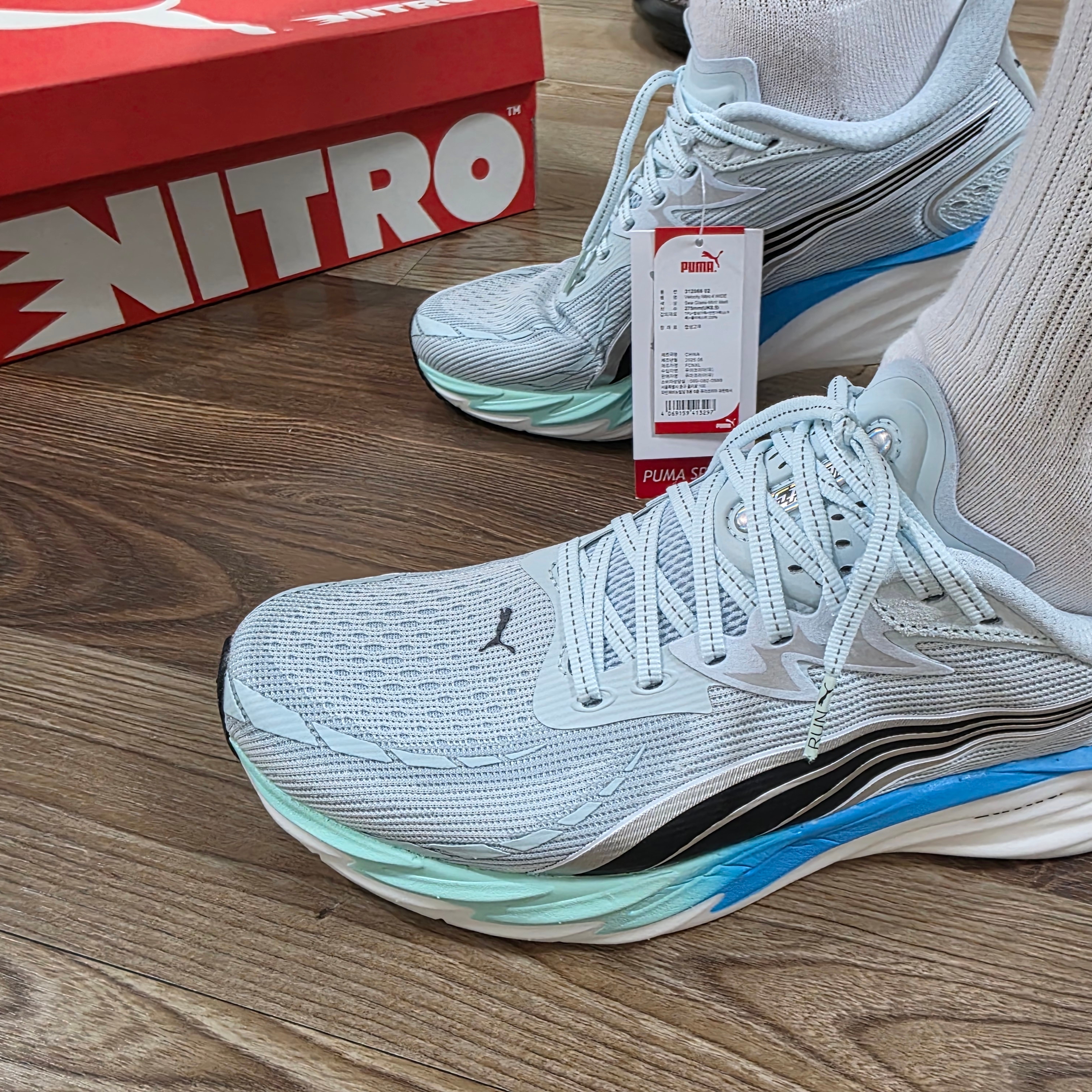 Puma Velocity Nitro 4 Sea Glass Speed Blue - Wide 착용 스타일 - 1