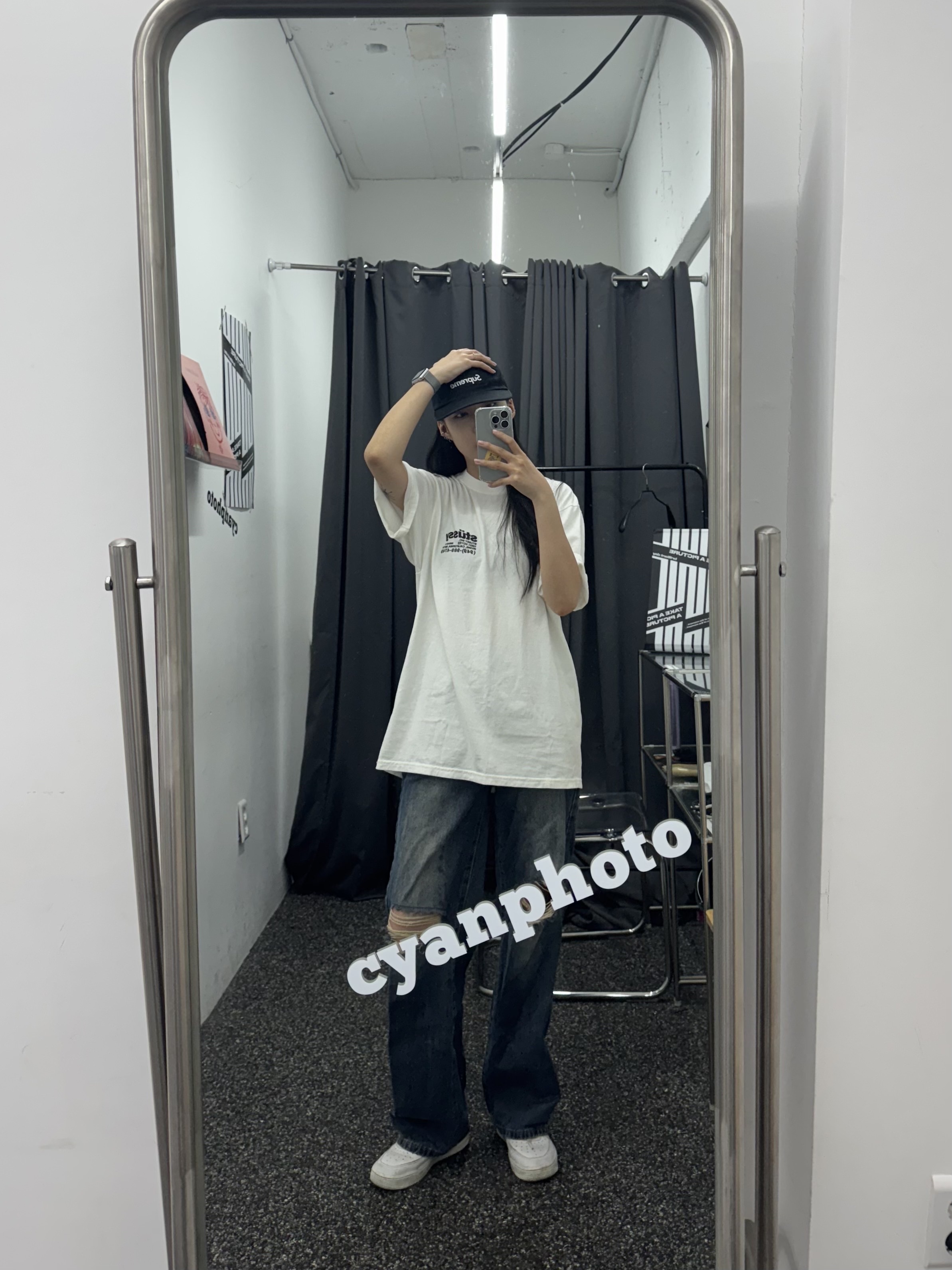 Supreme Washed Chino Twill Camp Cap Black - 24SS, Stussy DNA Pigment Dyed T-Shirt Natural 착용 스타일 - 2
