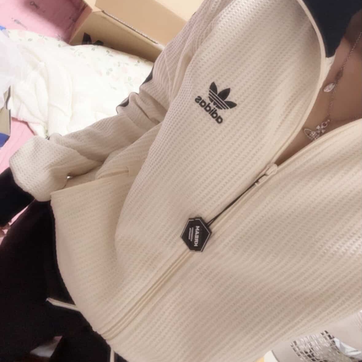 Adidas Waffle Beckenbauer Track Top Wonder White - KR Sizing 착용 스타일