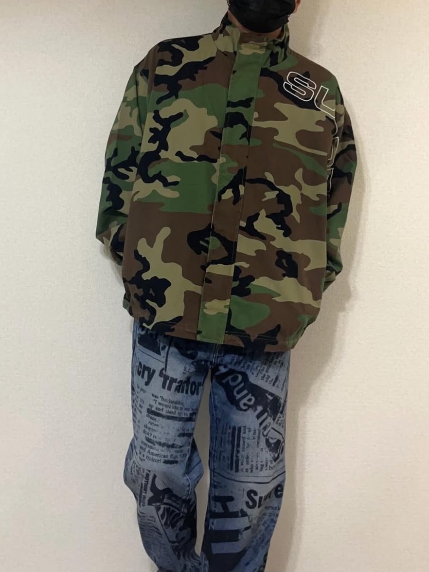 Supreme Spellout Embroidered Ripstop Track Jacket Woodland Camo - 25FW 착용 스타일 - 2