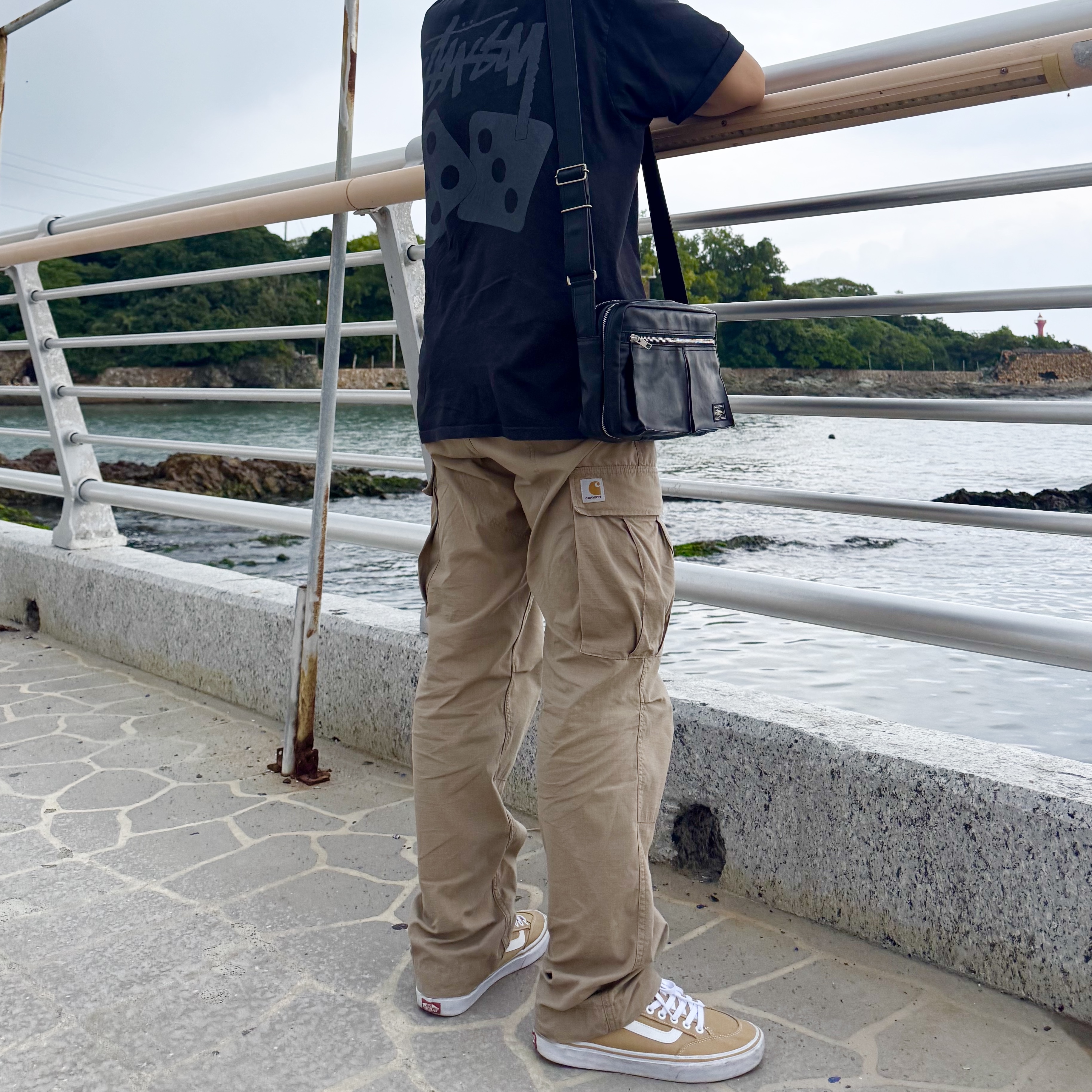 Carhartt WIP Columbia Ripstop Regular Cargo Pants Leather Rinsed 착용 스타일