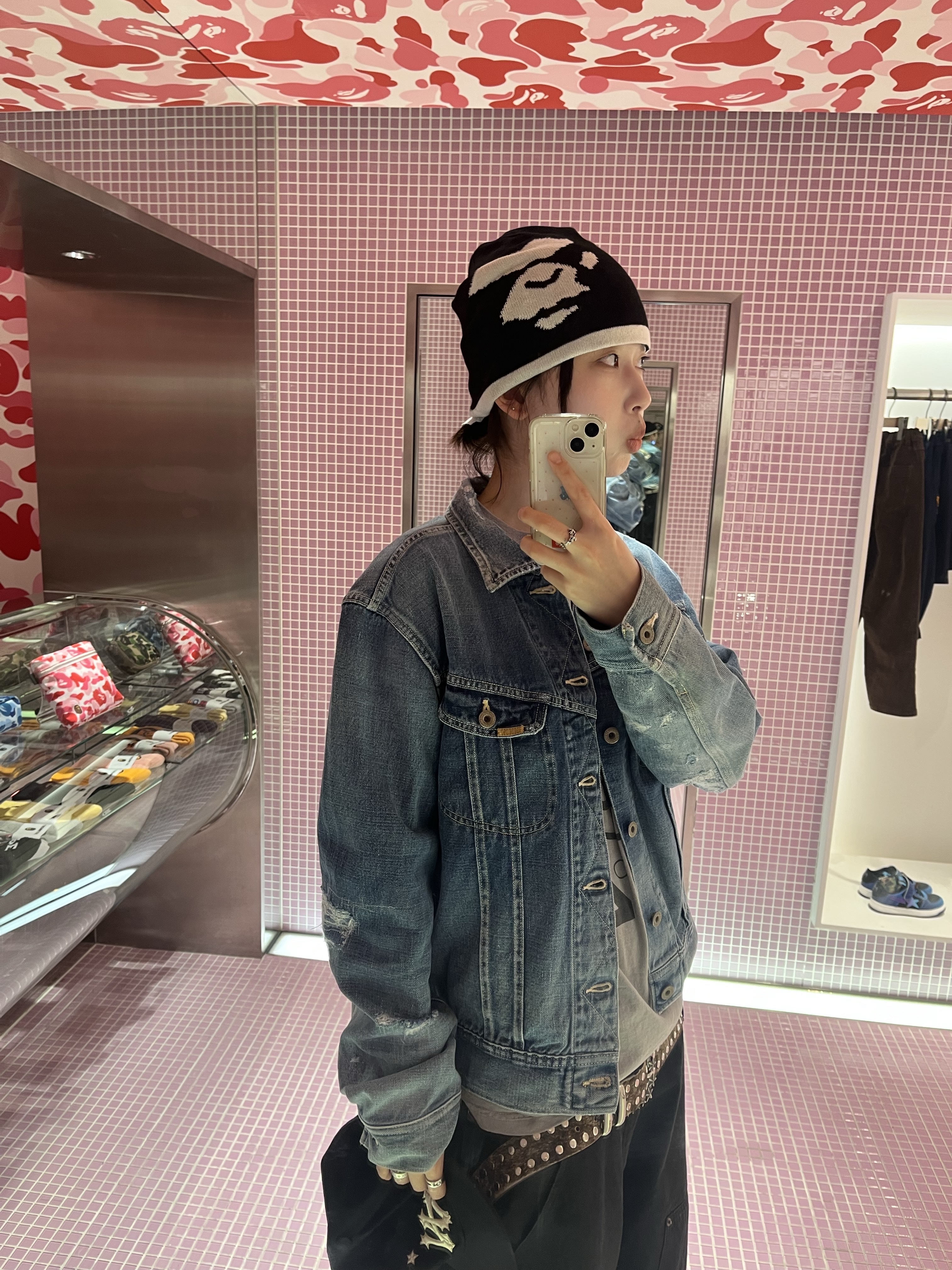 Aoiro 6-Panel Bone A/N Cap Black, Kapital 14 oz. Denim Marley Uprising Jacket Light 착용 스타일 - 5
