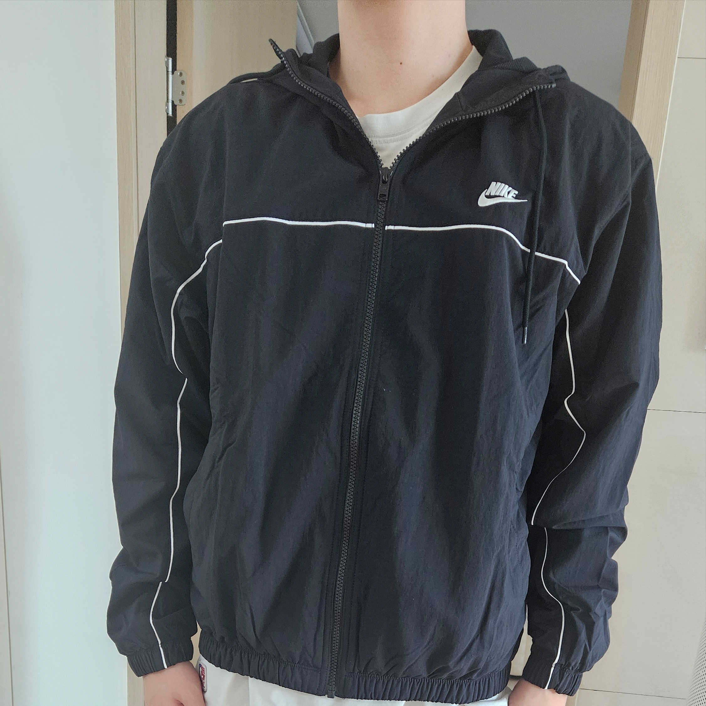 Nike Club Hooded Jacket Black White - Asia 착용 스타일 - 1