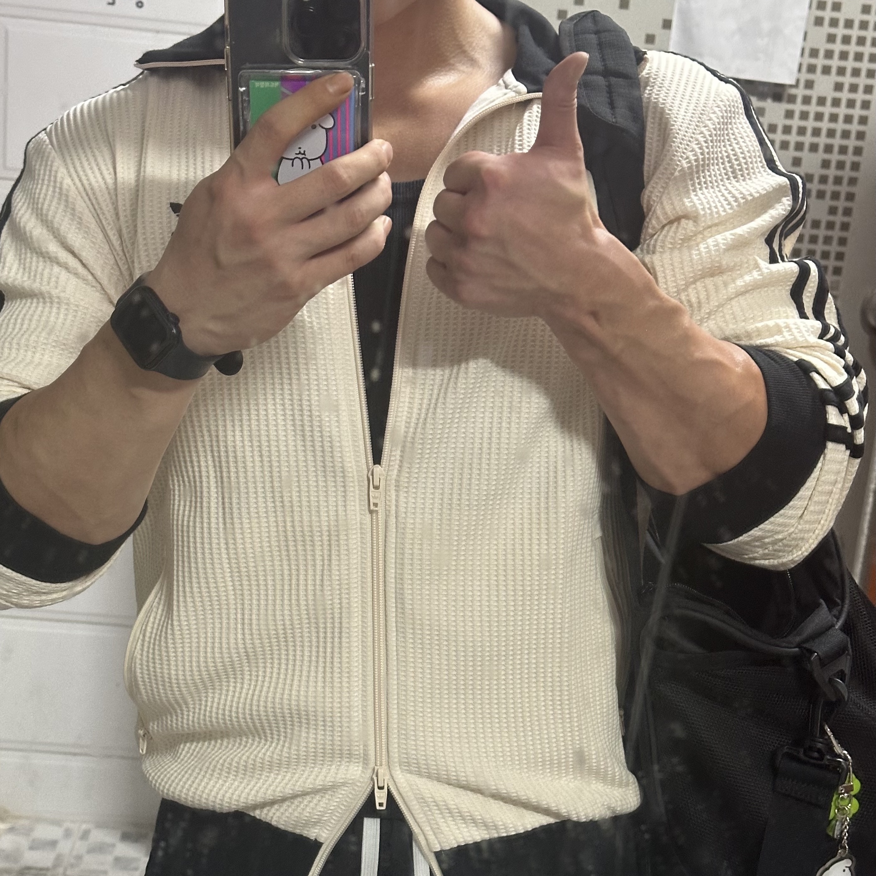 Adidas Waffle Beckenbauer Track Top Wonder White - KR Sizing 착용 스타일