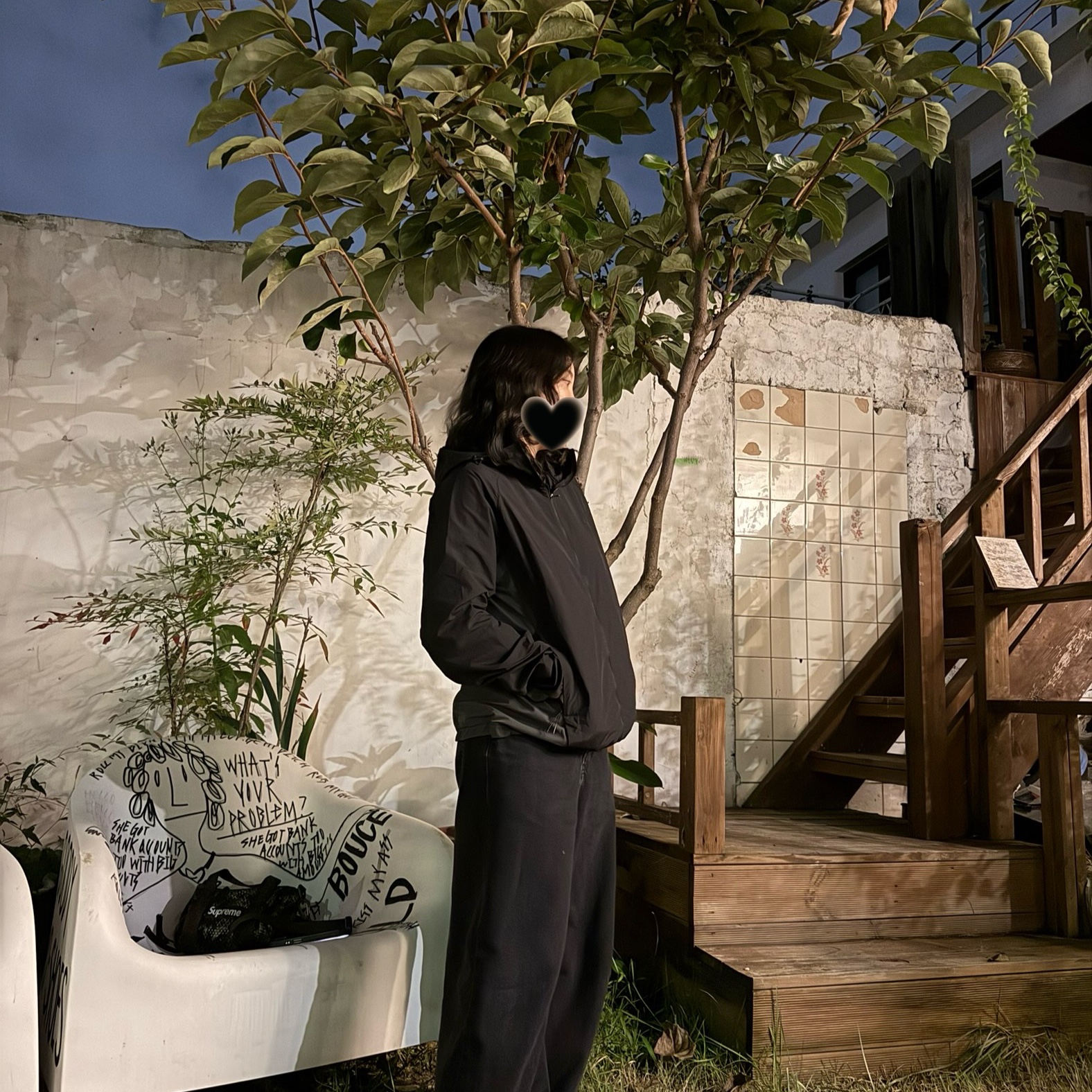 Sansan Gear Alpha Jacket Black 착용 스타일 - 3