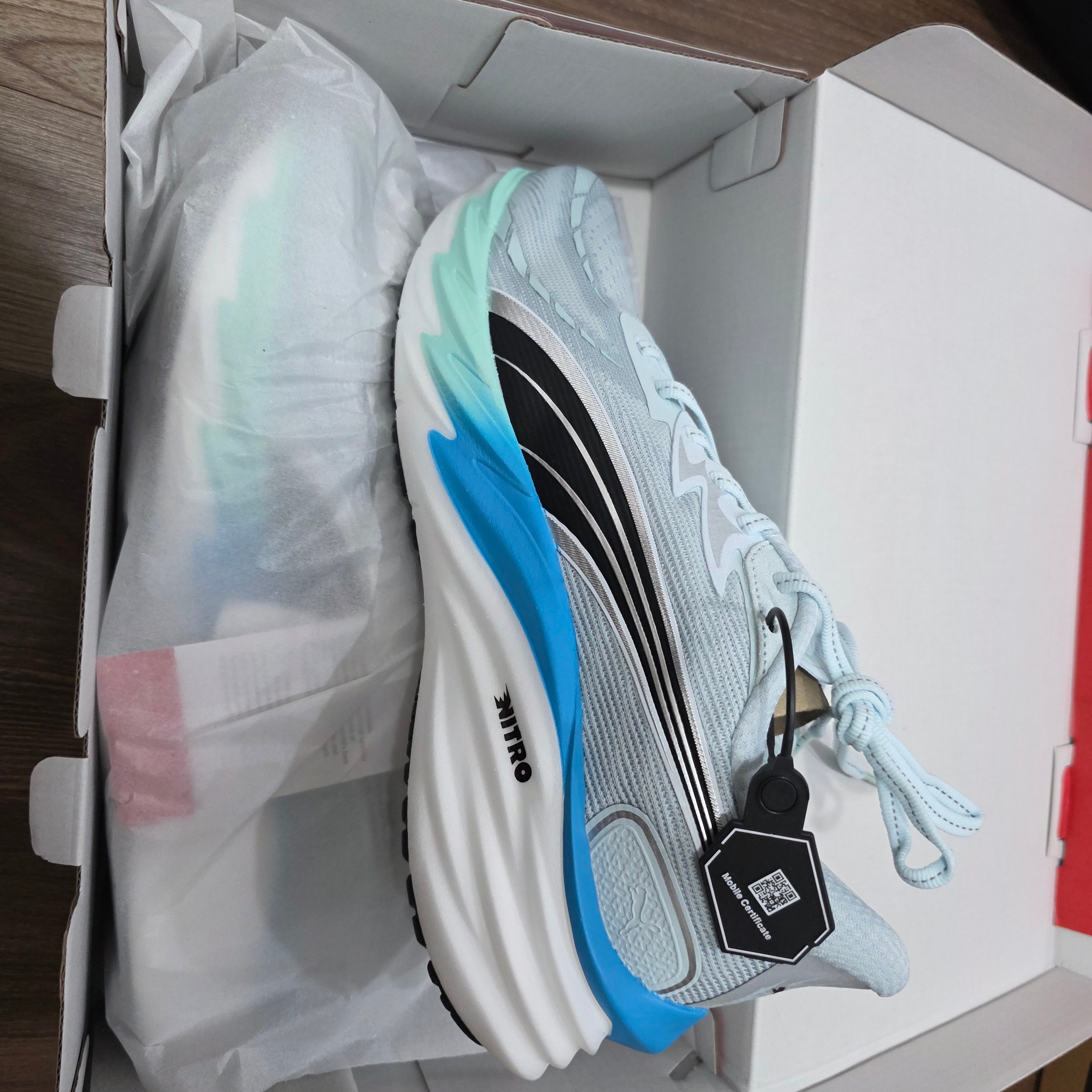 Puma Velocity Nitro 4 Sea Glass Speed Blue - Wide 착용 스타일 - 4