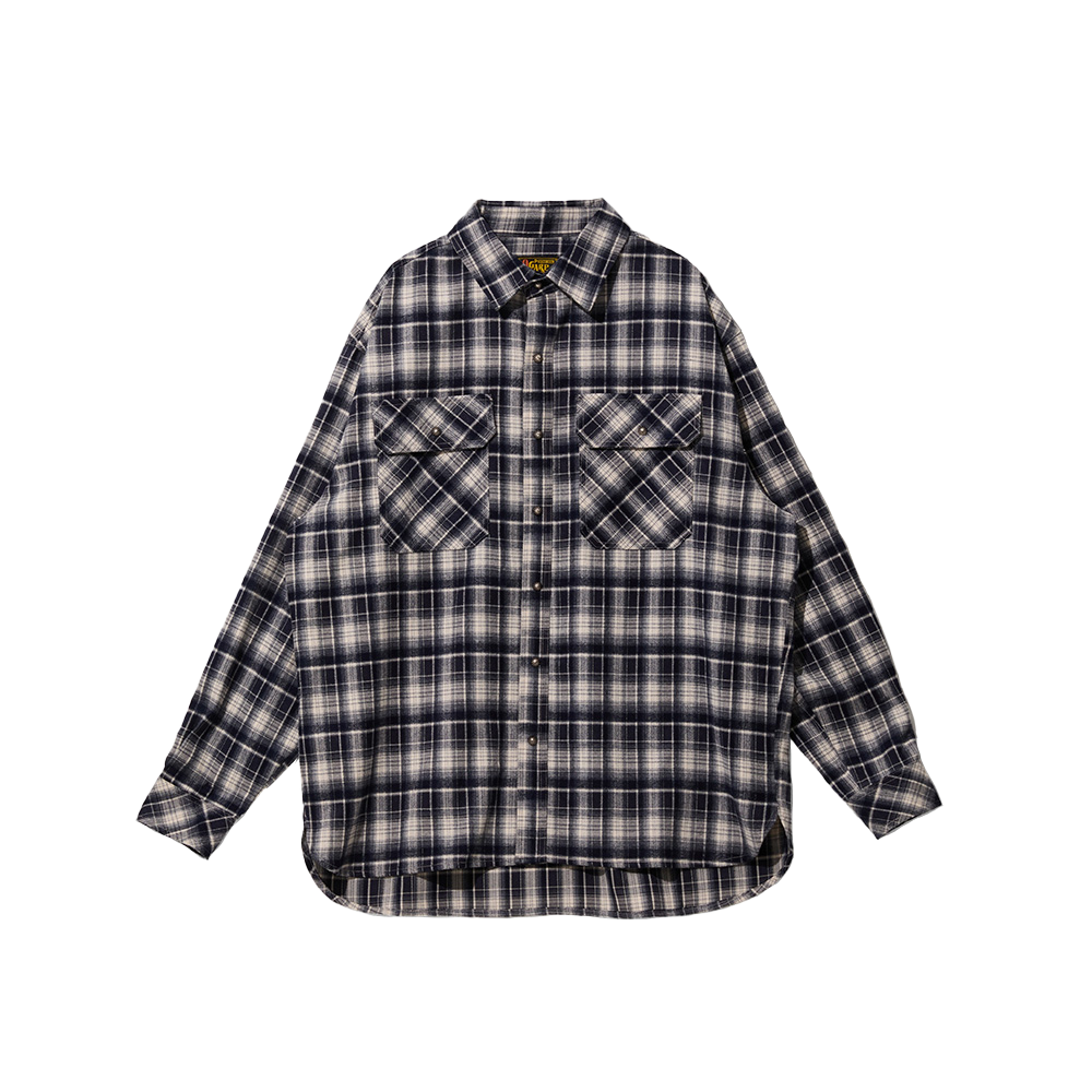 O25FFSH020NA OGARP Concho Oversized Check Shirts Navy