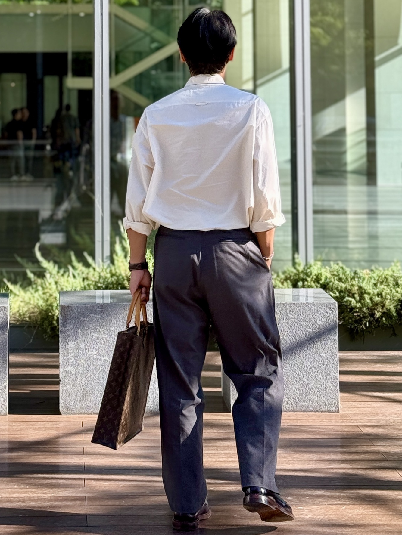 Alden 990 Cordovan Plain Toe Blucher Oxford Burgundy - E 착용 스타일 - 3
