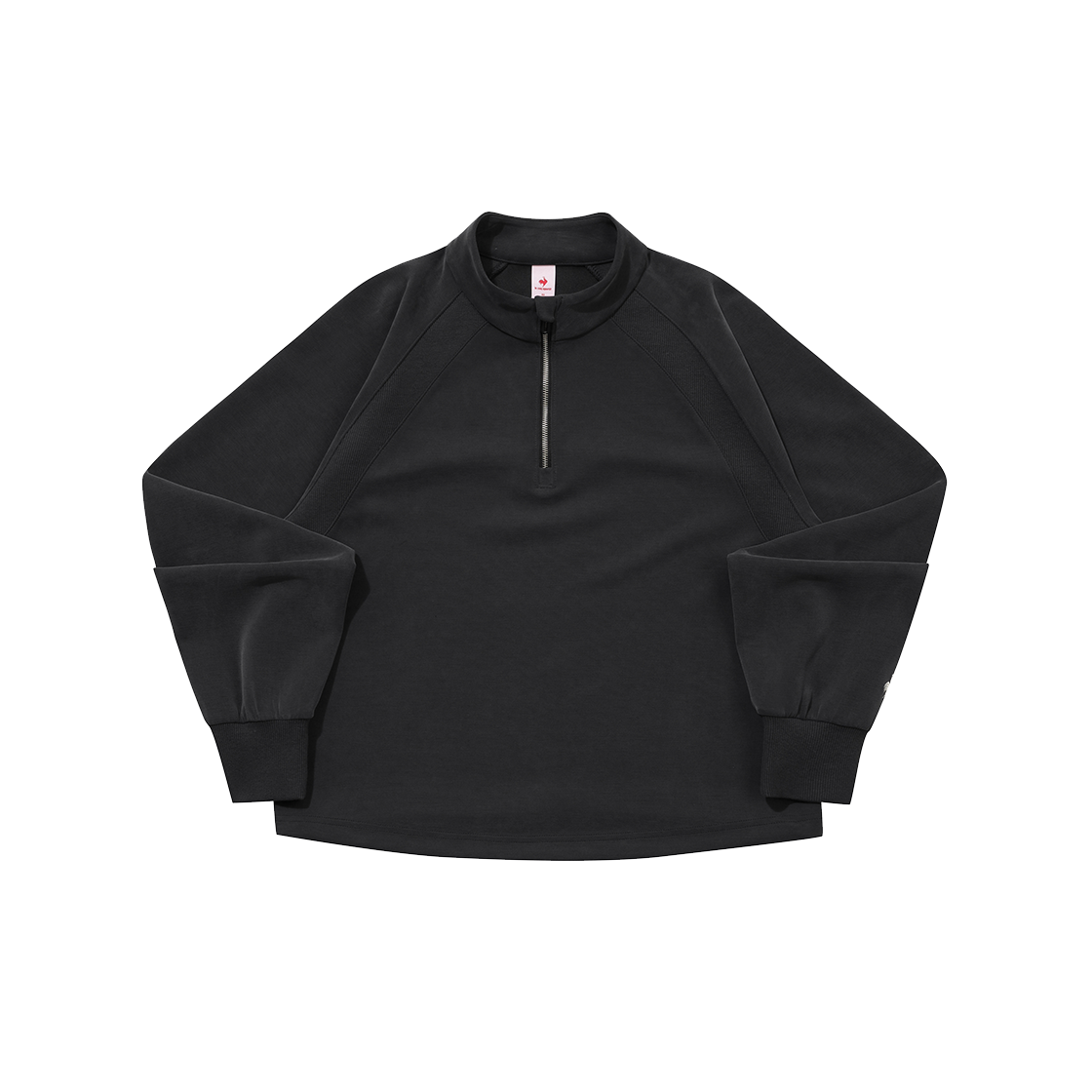 QQ322OFS84_BLK0 le coq sportif Women's Sandwashed Double Tension Loose-Fit Half-Zip Sweatshirt Black
