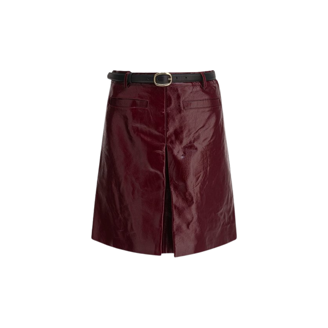 PF25-091SK-BU (W) Self Portrait Leather Mini Skirt Burgundy