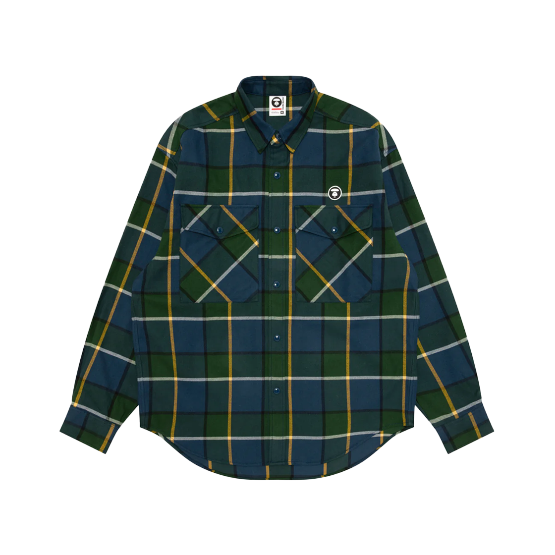 KM5DSHLAP19NY AAPE Now Long Sleeve Shirt Navy Yellow - 25FW