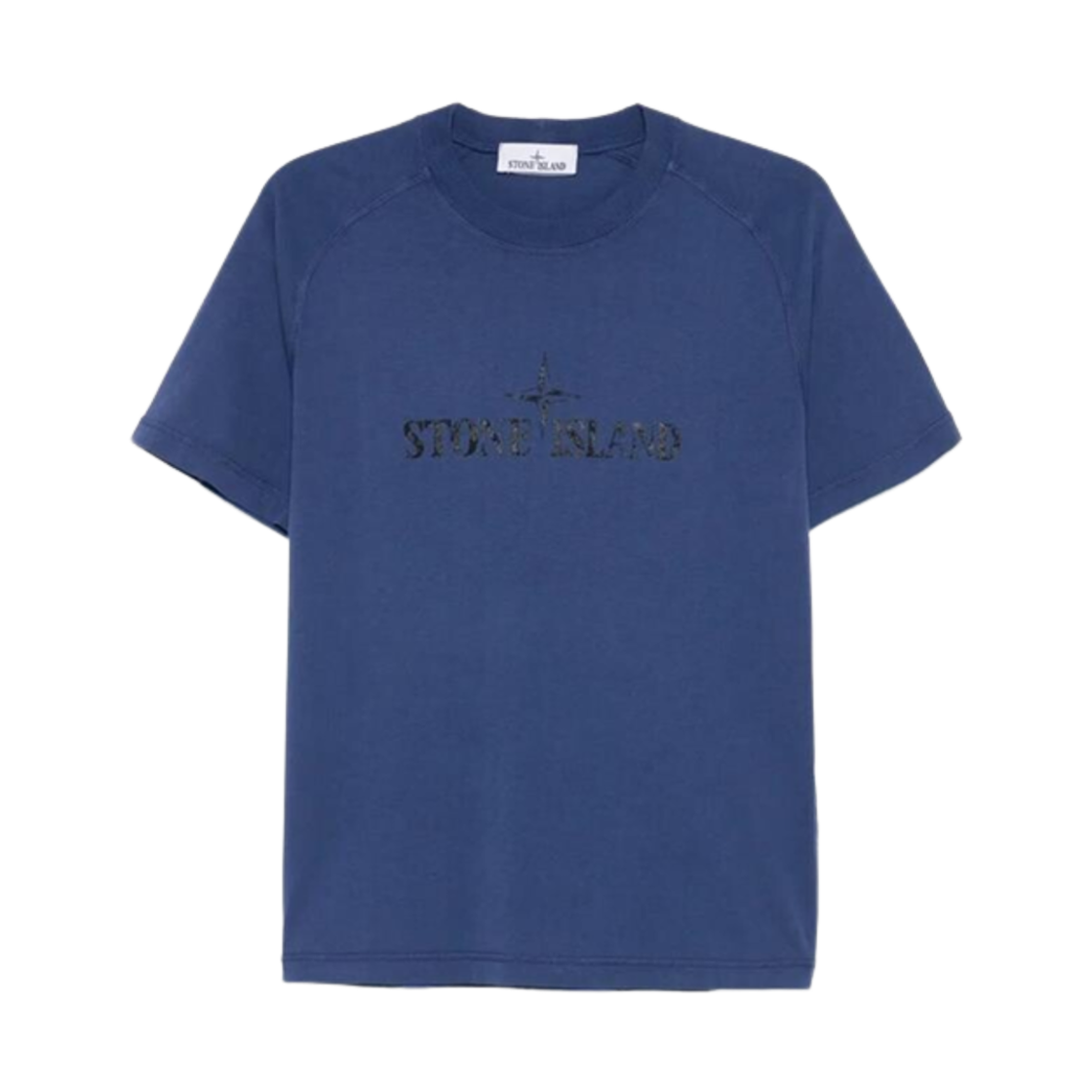 K1S1521000-20S0081-V0028 Stone Island 2100020 Organic Cotton Jersey Slim-Fit T-Shirt with Institutional Two Print Marine Blue - 25SS