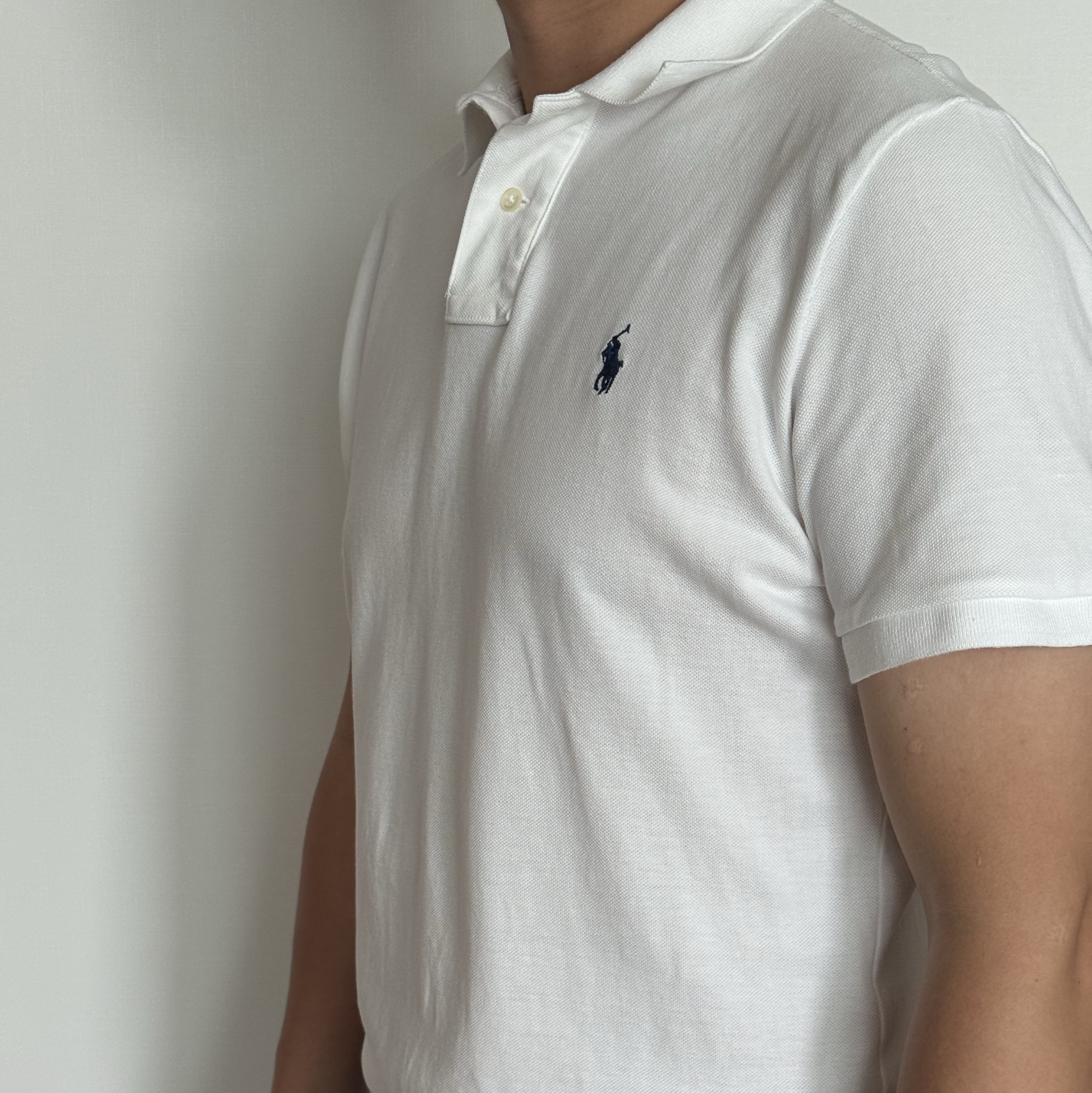 [30%적립] Polo Ralph Lauren Custom Slim Fit Mesh Polo Shirt White 착용 스타일