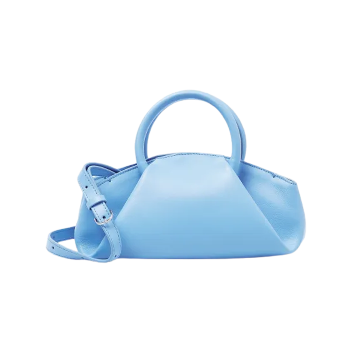 코스 레더 폴드 마이크로 토트백 블루