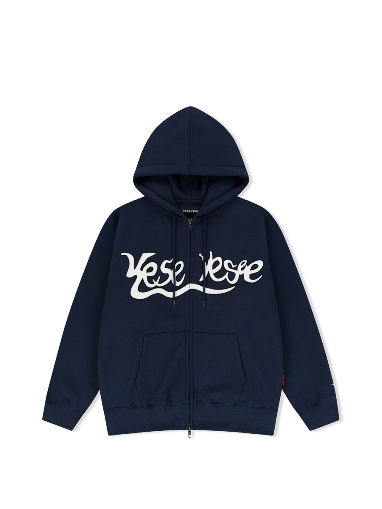 YESEYESEE Y.E.S Snail Logo Zip-up Hoodie Navy 착용 스타일