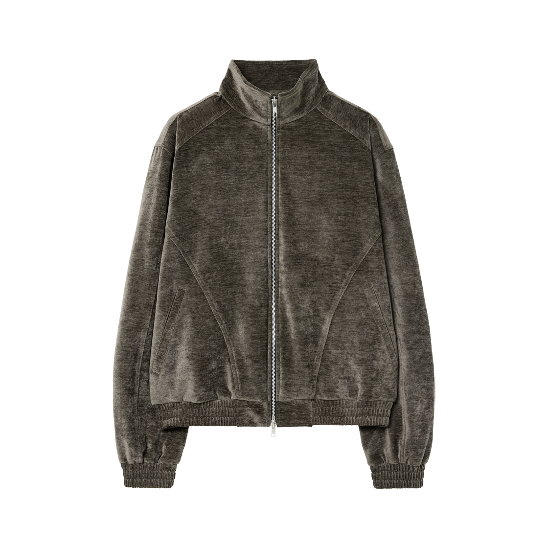 알렌느 벨루아 페널 자켓 카키그레이(Haleine Velour Panelled Track Jacket Khaki Grey (WJ333))