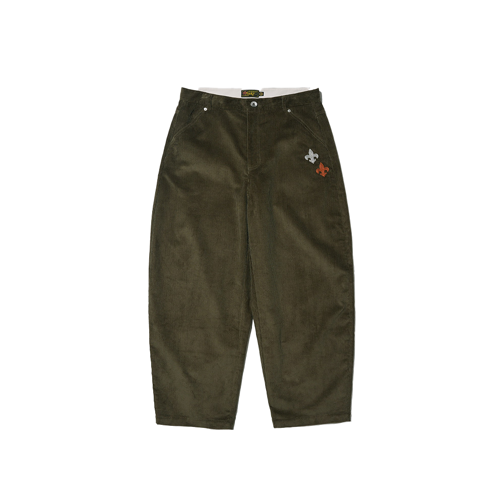 오가프 코듀로이 자수 커브드 팬츠 카키(OGARP Corduroy Embroidery Curved Pants Khaki)