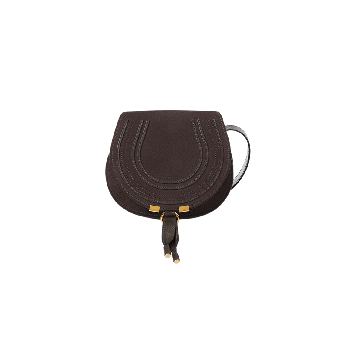 끌로에 스웨이드 레더 스몰 마르씨 새들백 플란넬 그레이(Chloe Small Marcie Saddle Bag in Suede Leather Flannel Grey) - 1