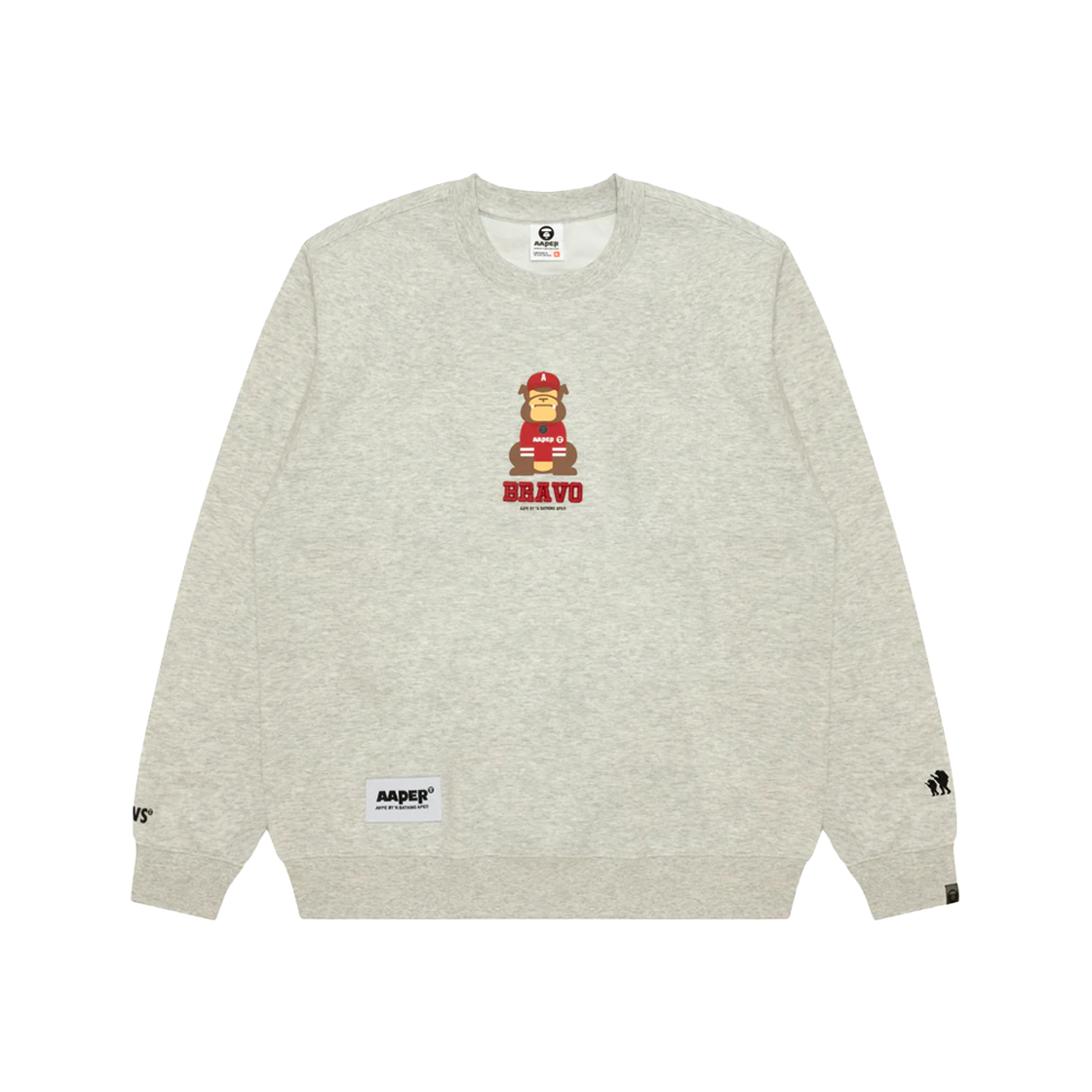 에이프 에이퍼 크루 넥 스웨터 헤더 화이트 - 25FW(AAPE Aaper Crew Neck Sweater Heather White - 25FW)