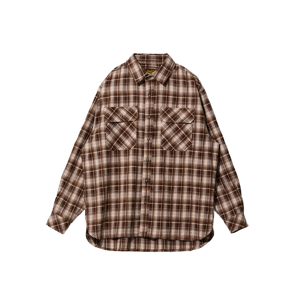 오가프 콘초 오버사이즈 체크 셔츠 카키 브라운(OGARP Concho Oversized Check Shirts Khaki brown)