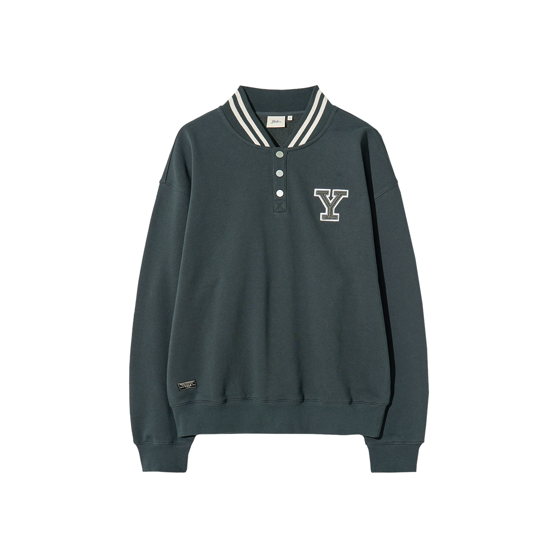 YFF1CR302ACH Yale Y Logo Button Pleats Sweatshirt_Charcoal
