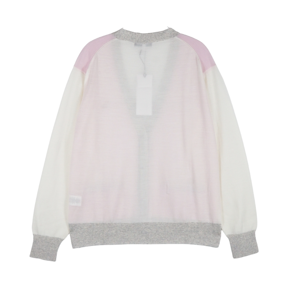 (W) 메종 키츠네 베이비 폭스 패치 컬러 블록 가디건 페일 핑크((W) Maison Kitsune Baby Fox Patch Color Block Cardigan Pale Pink) - 2