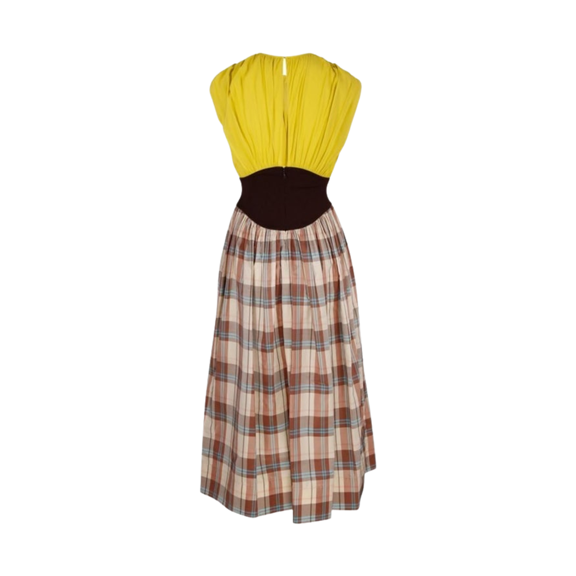 (W) 토리버치 패널 슬리브리스 드레스 옐로우 브라운((W) Tory Burch Pannel Sleeveless Dress Yellow Brown) - 2