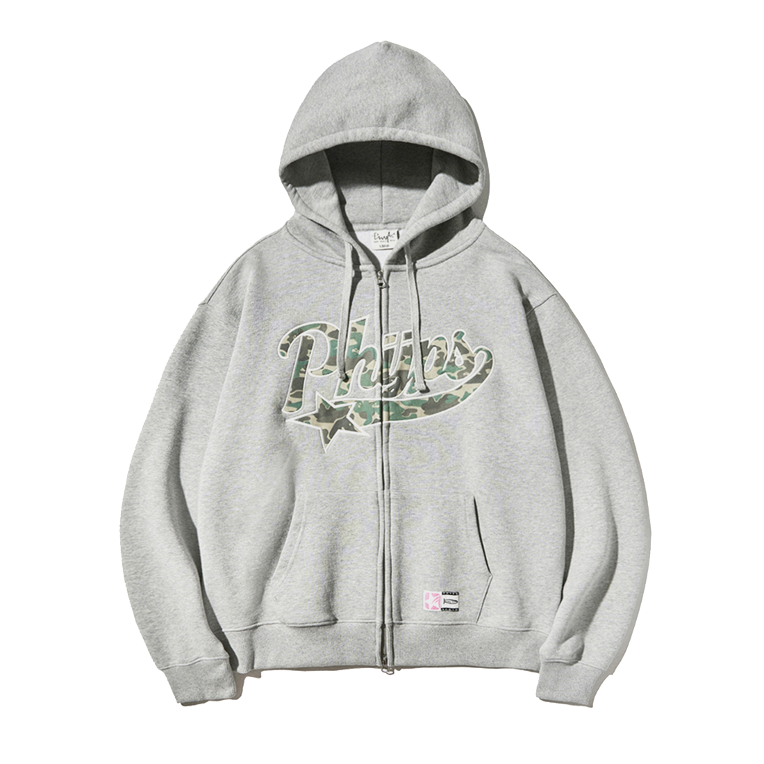 PFF1HZ303SMG Phyps Dept Star Tail Camo Hoodie Zip-Up Gray