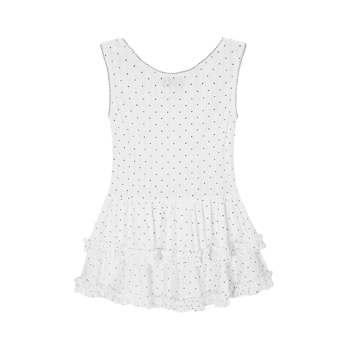 네프네프 레이어드 도트 프릴 드레스 화이트(NEFNEF Layered Dot Frill Dress White) - 2