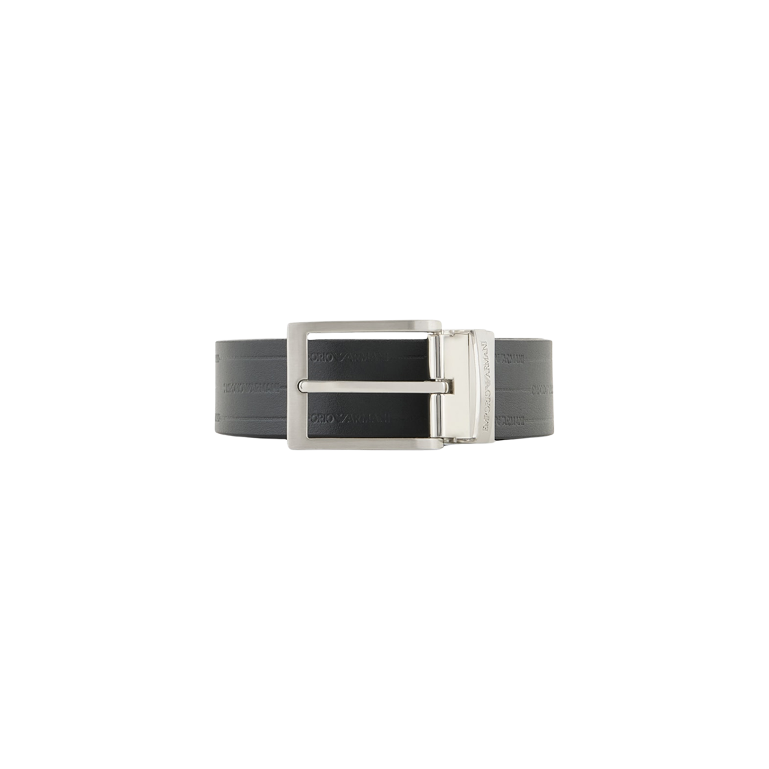 EM001772AF15136MC080 Emporio Armani Reversible Leather Belt with Embossed Logo Black