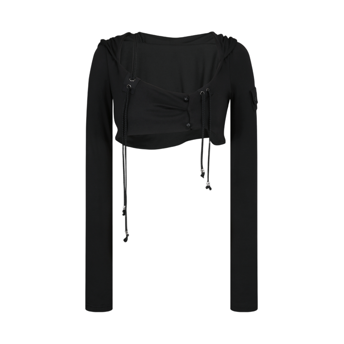 52564 Kashiko Hooded Bolero Cardigan