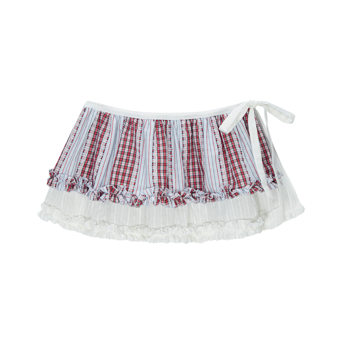 네프네프 프릴 랩스커트 플레이드(NEFNEF Frill Wrap Skirt Plaid)