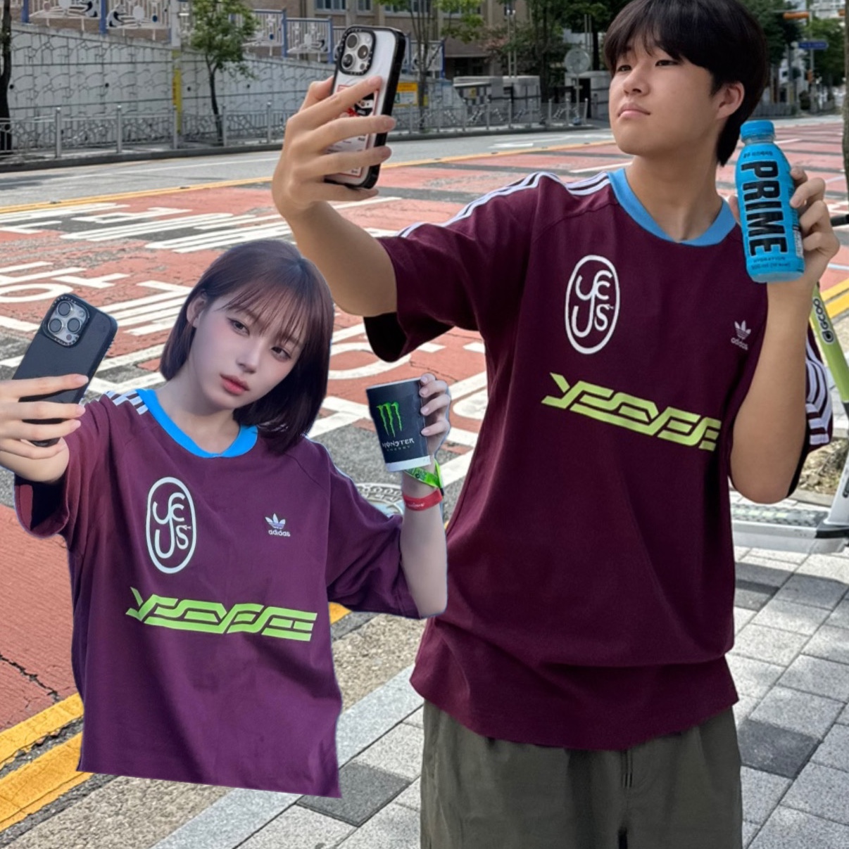 Adidas x Yeseyesee BS Team T-Shirts Victory Crimson - KR Sizing 착용 스타일