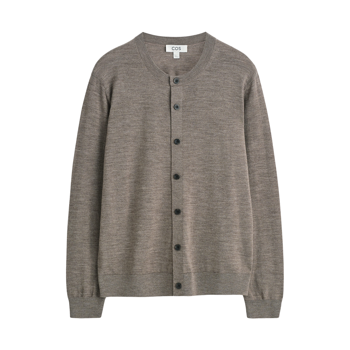 1298861002 COS Merino Wool Crewneck Cardigan Grey Melange