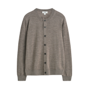 COS Merino Wool Crewneck Cardigan Grey Melange