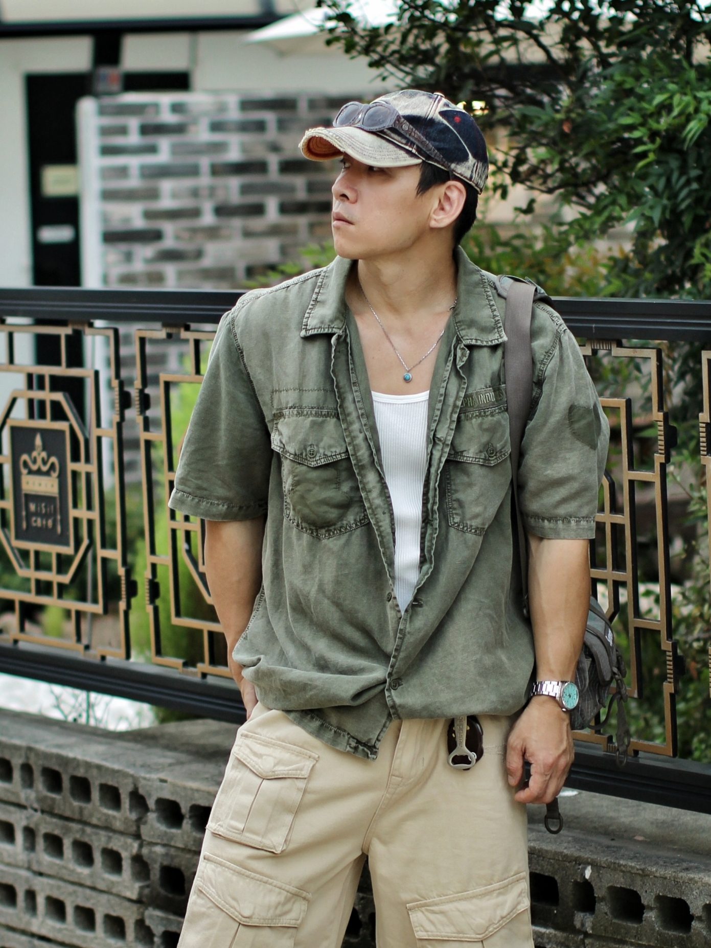 Diesel C-Seymon Treated Denim Baseball Cap Blue White, Supreme Mini Duffle Bag Woodland Camo - 24SS 착용 스타일 - 2