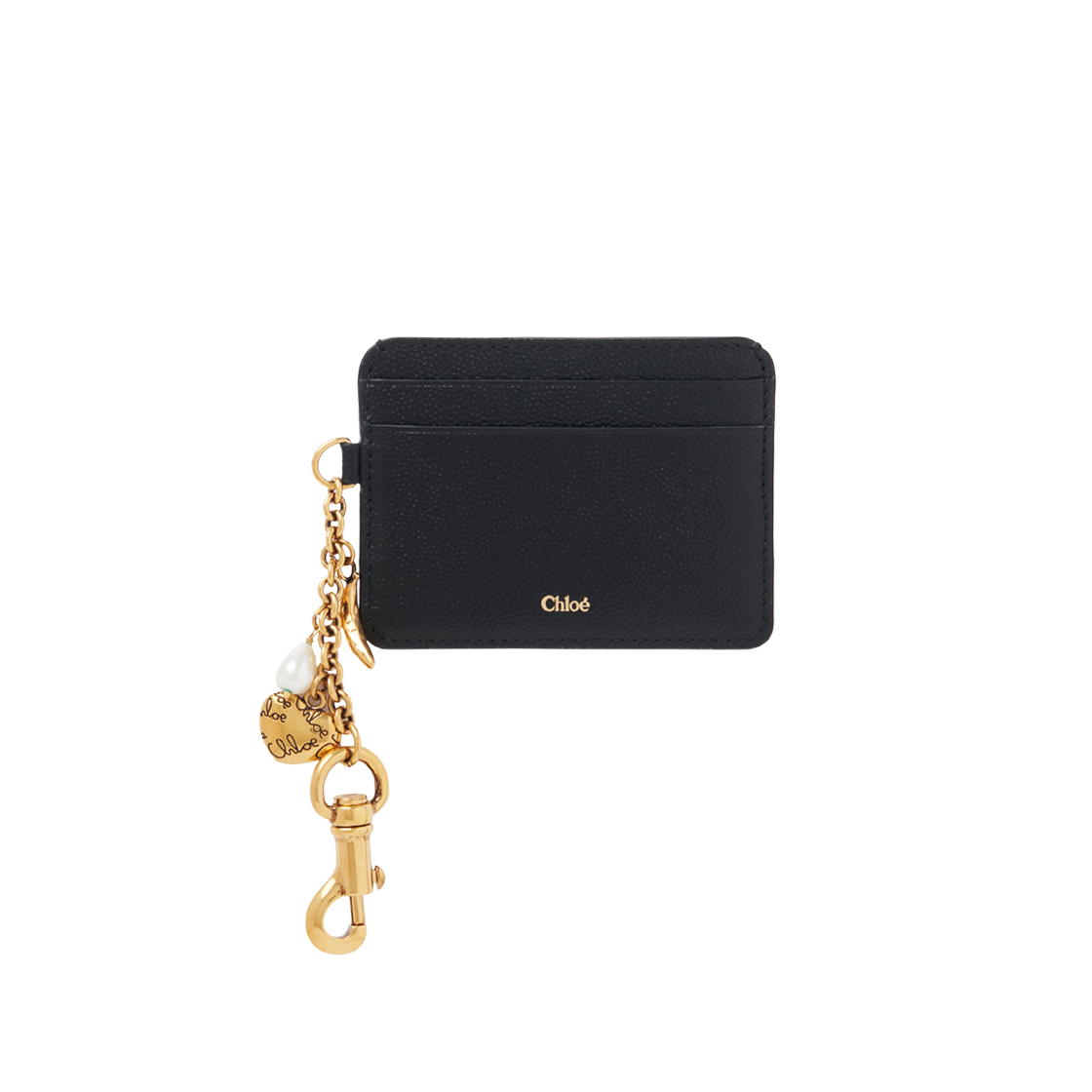 끌로에 그레인드 레더 끌로에 참 카드 홀더 블랙(Chloe Chloe Charms Card Holder in Grained Leather Black)