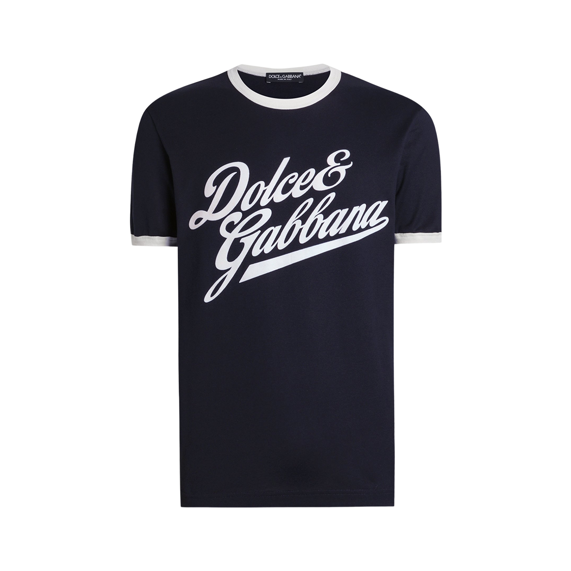 G8PV1TG7PGCB0665 Dolce & Gabbana Cotton T-Shirt with Flock Print Blue