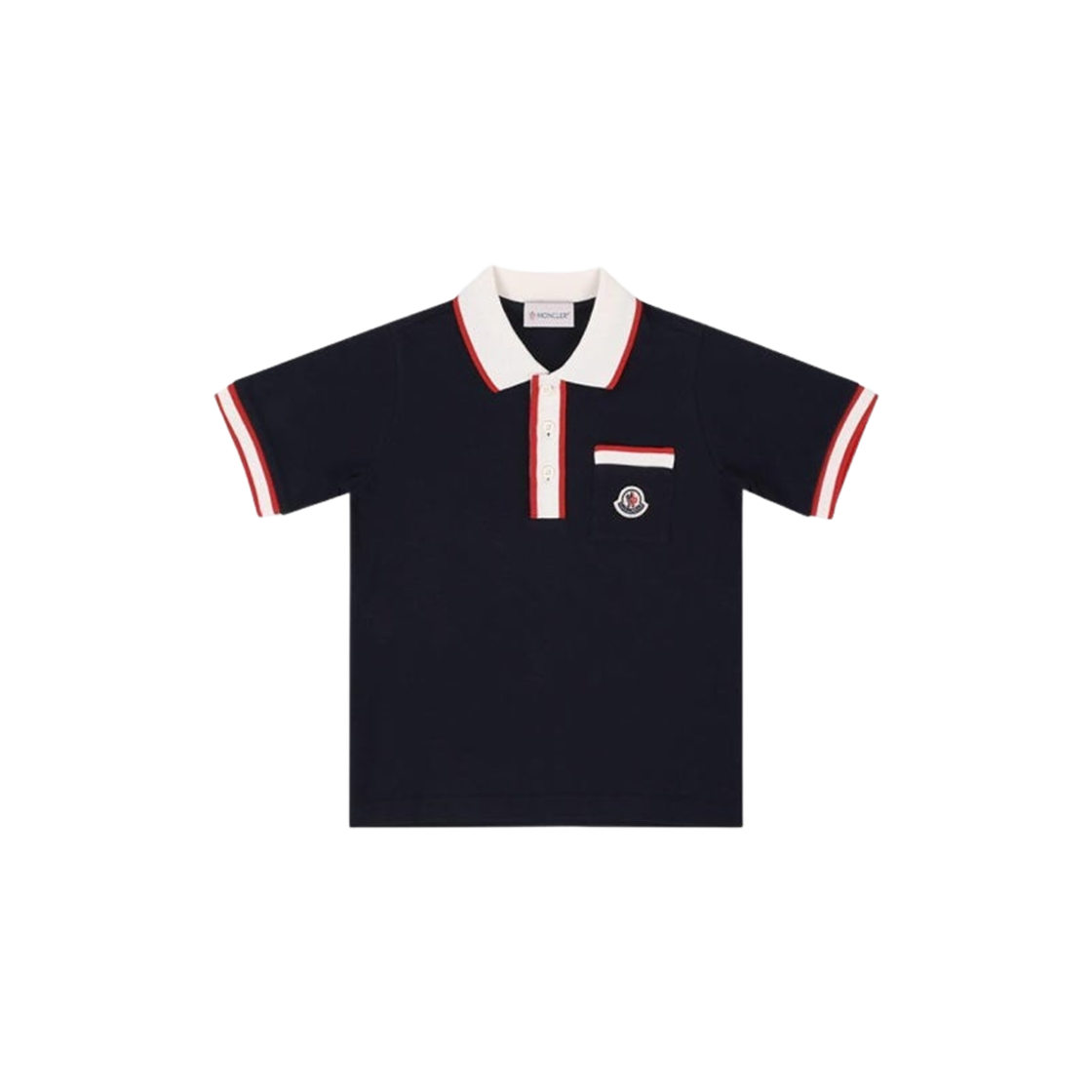(키즈) 몽클레르 로고 패치 폴로 셔츠 네이비 블루 - 24SS((Kids) Moncler Logo Patch Polo Shirt Navy Blue - 24SS) - 1