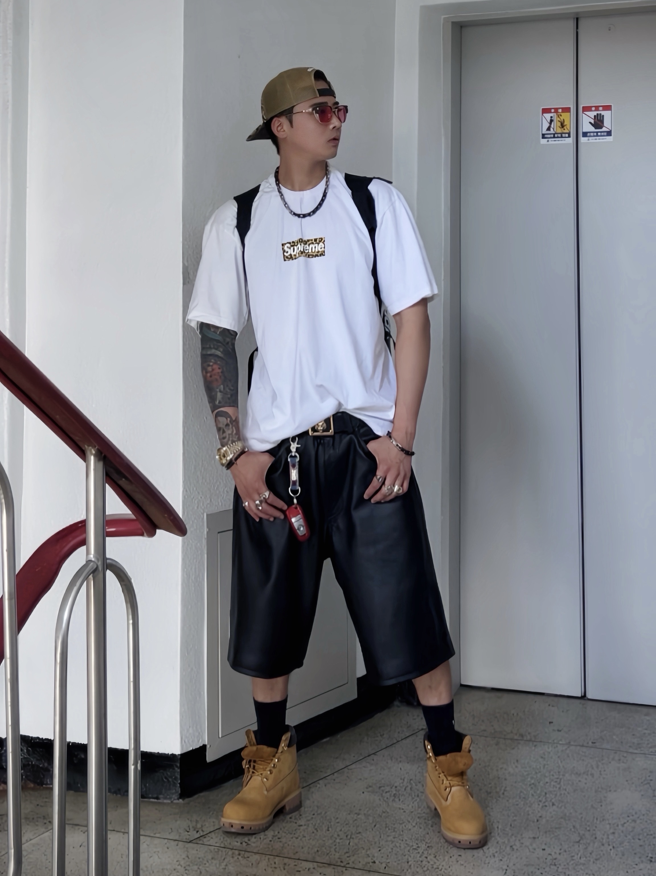 Supreme x Toy Machine Mesh Back 5-Panel Leopard - 24SS, Chrome Hearts Lgma Classic Brown Matte Gold Plated 착용 스타일 - 1