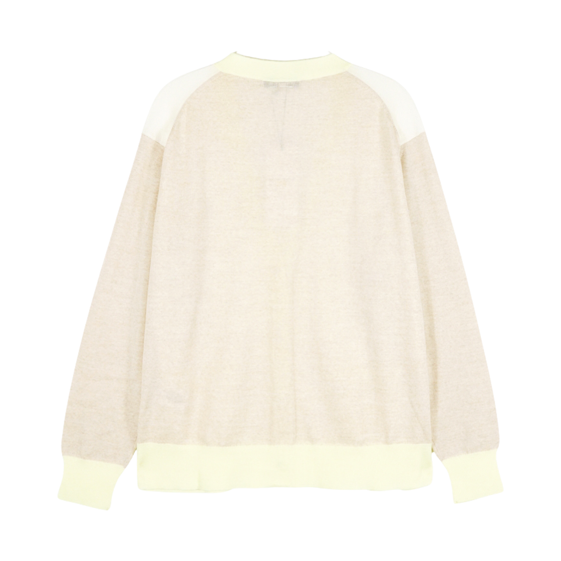 (W) 메종 키츠네 베이비 폭스 패치 컬러 블록 가디건 에크루((W) Maison Kitsune Baby Fox Patch Color Block Cardigan Ecru) - 2