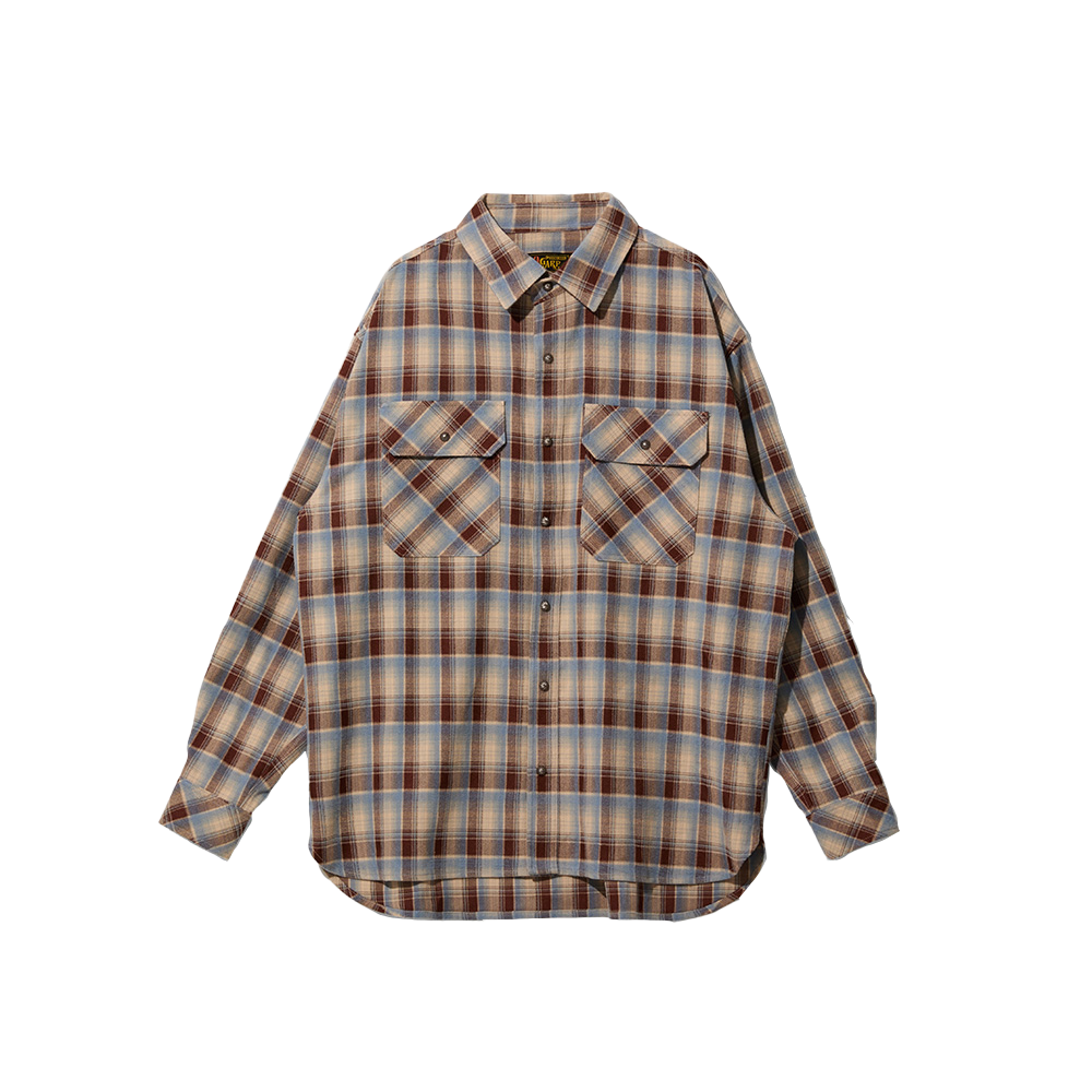 오가프 콘초 오버사이즈 체크 셔츠 블루 브라운(OGARP Concho Oversized Check Shirts Blue brown)