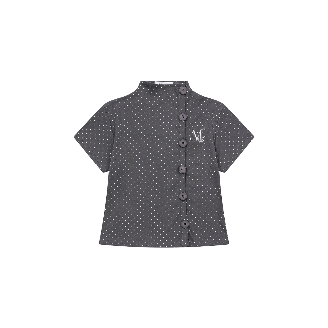 P0000BDL MUCENT Minuit Button Mini Dot Half Cardigan (2Color) Gray