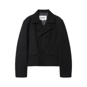 Haleine Double Breasted Moleskin Short Jacket Black (WJ344)