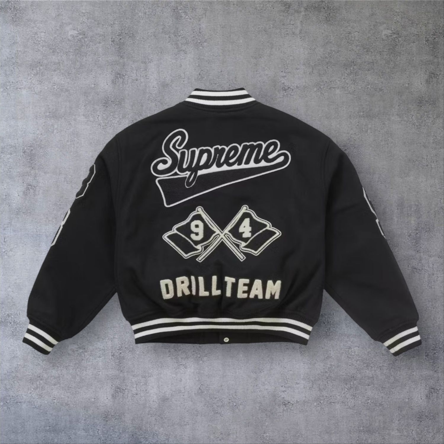 Supreme Drill Team Varsity Jacket Black - 25FW 착용 스타일