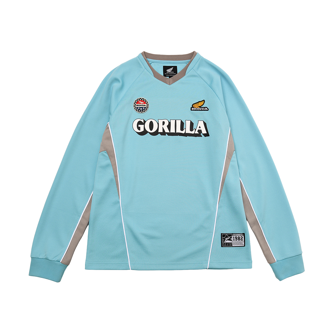 HFF1LS307ABL Honda Motorcycle Artwork Color Block Long Sleeve Light Blue