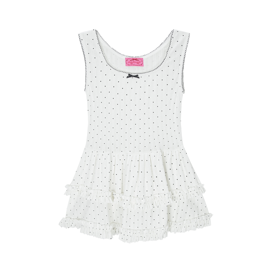 P00000CG NEFNEF Layered Dot Frill Dress White