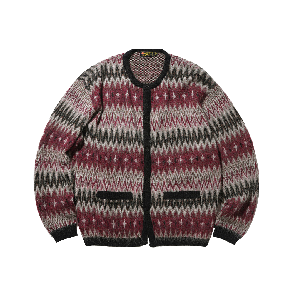 O25WWKN004RE OGARP Navaho Mohair Jacquard Cardigan Red