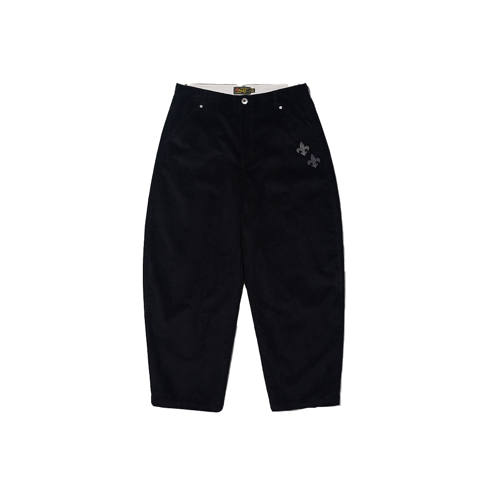 O25FFPT008BK OGARP Corduroy Embroidery Curved Pants Black